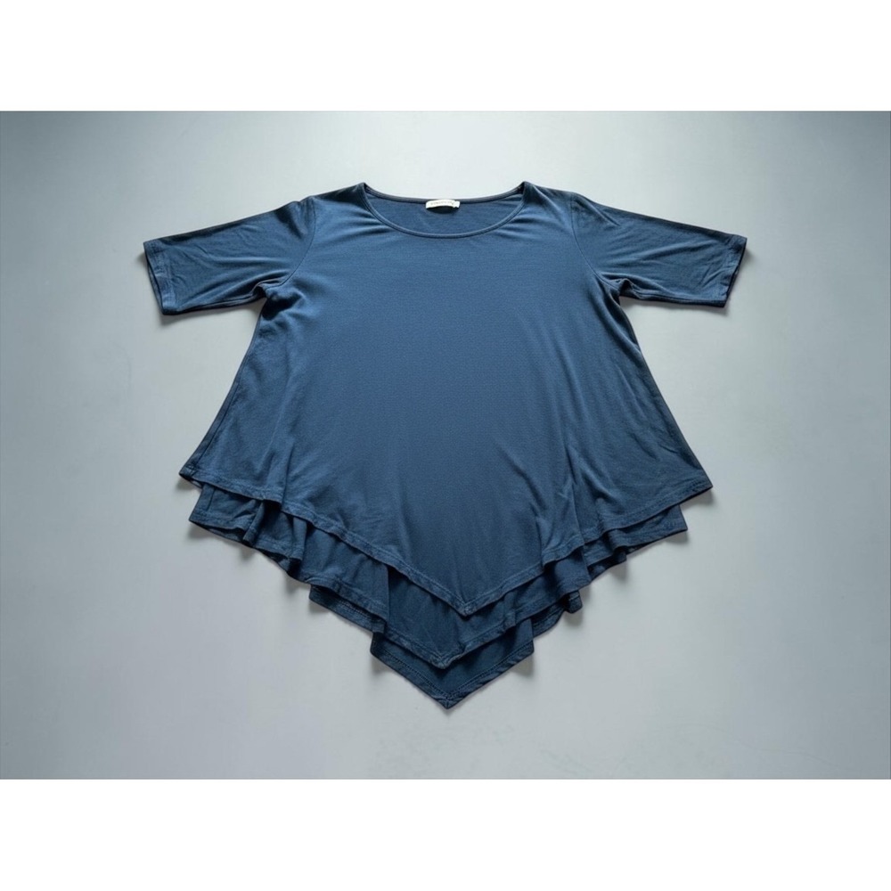 Glitterscape 1X Blue Layered Handkerchief Hem Tunic Top Plus Size Asymmetrical B